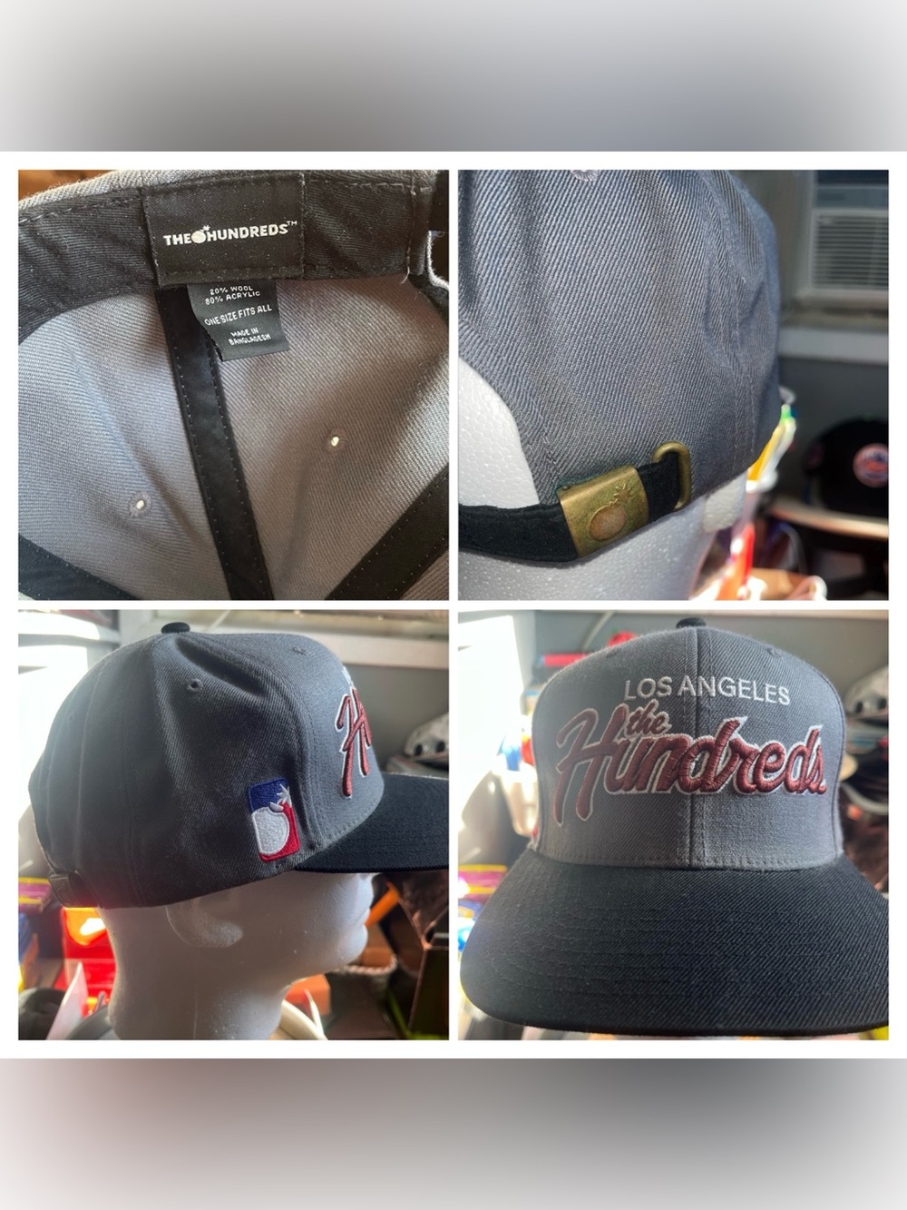 The Hundreds Los Angeles Cap Adjustable Retro Black & Grey Adam Bomb Raider Hat